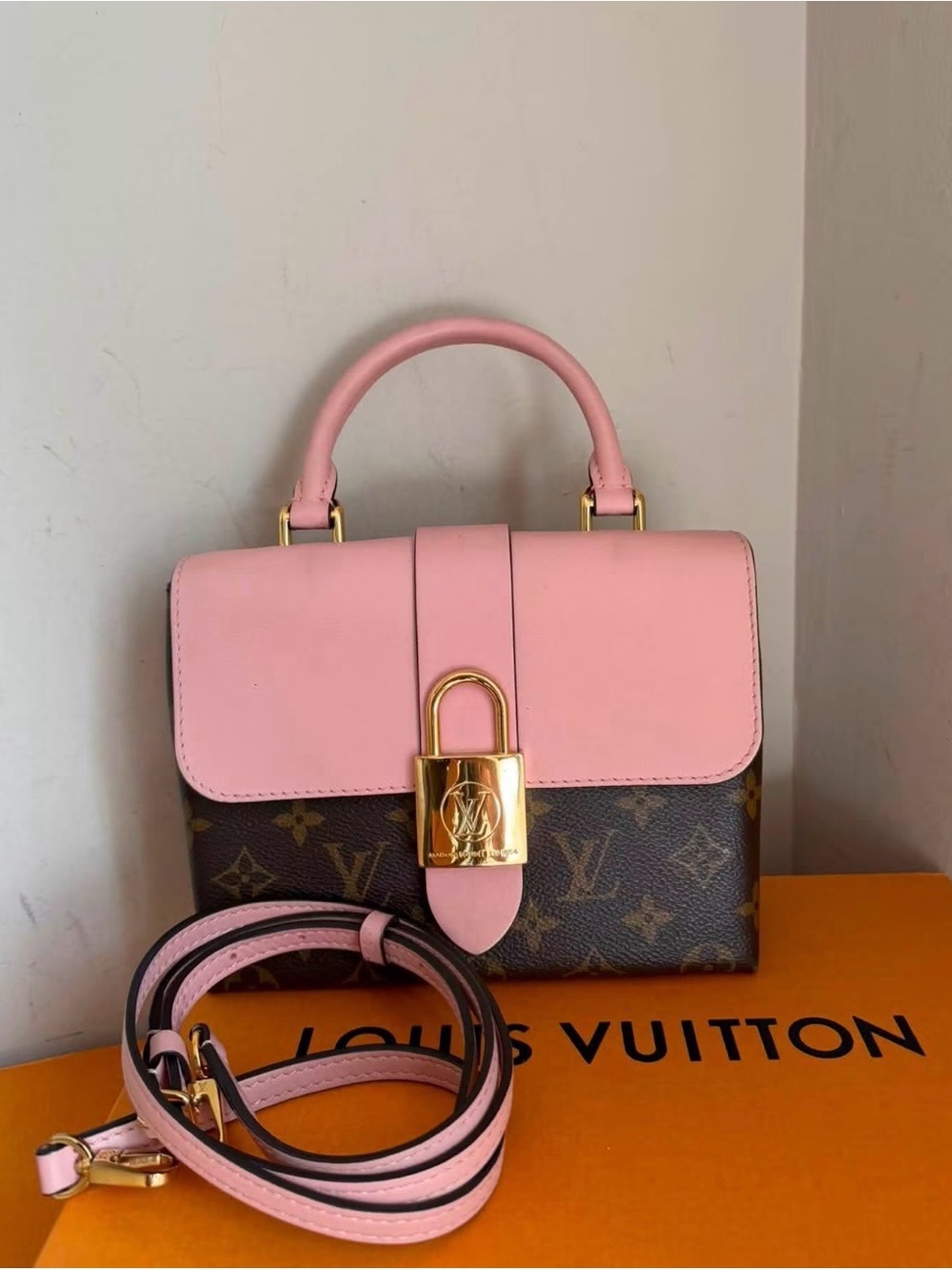 Louis Vuitton Locky Bb in Pink and Brown Monogram Top Handle Satchel